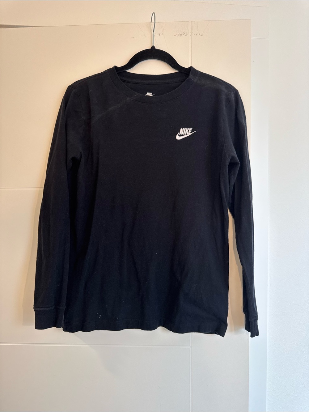 Nike Black Long Sleeve Crewneck Shirt with White Swoosh